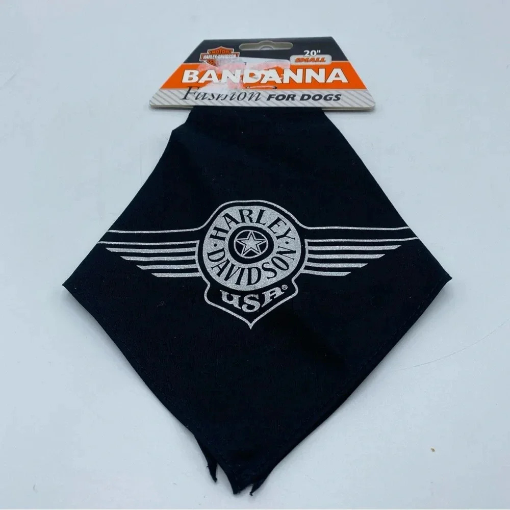 Harley-Davidson Pet Dog Bandanna, 20 for Small Dogs Black Silver
